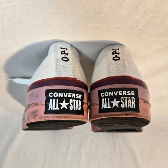 CONVERSE X O.P.I CTAS Lift Ox Canvas 566557C Pure Silver/White/Pink Size US 7.5 - Picture 14 of 16